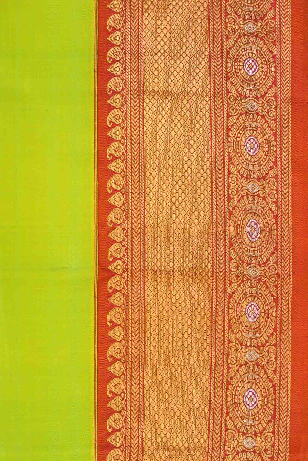 Pure Silk Pure Zari Parrot Green Dual Tone Kanchipuram Saree
