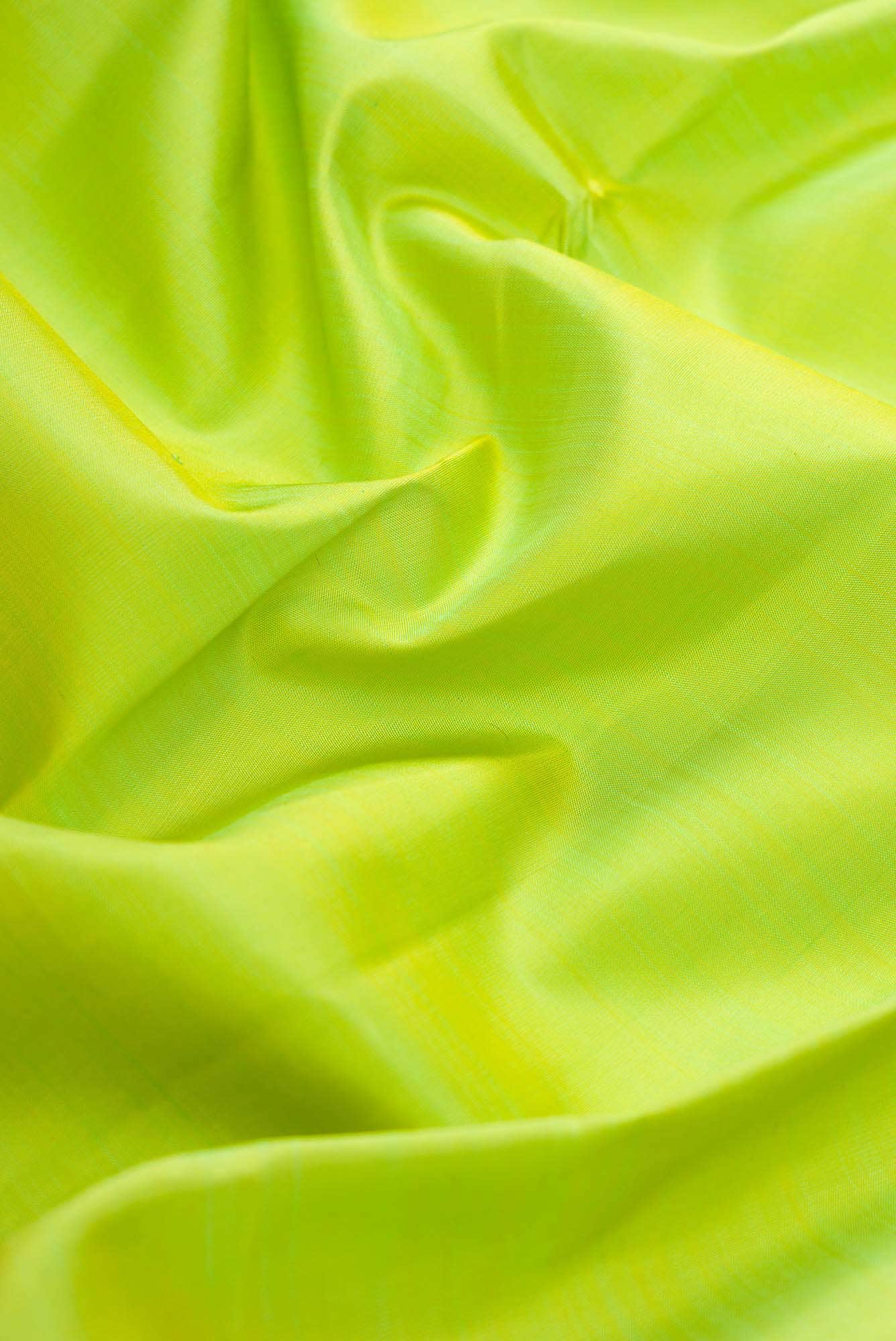 Pure Silk Pure Zari Parrot Green Dual Tone Kanchipuram Saree