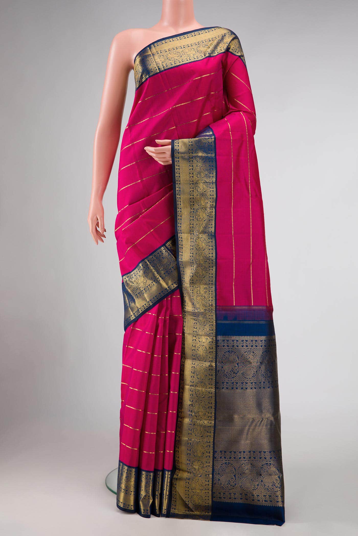 Pure Silk Pure Zari Pink Kanchipuram Saree