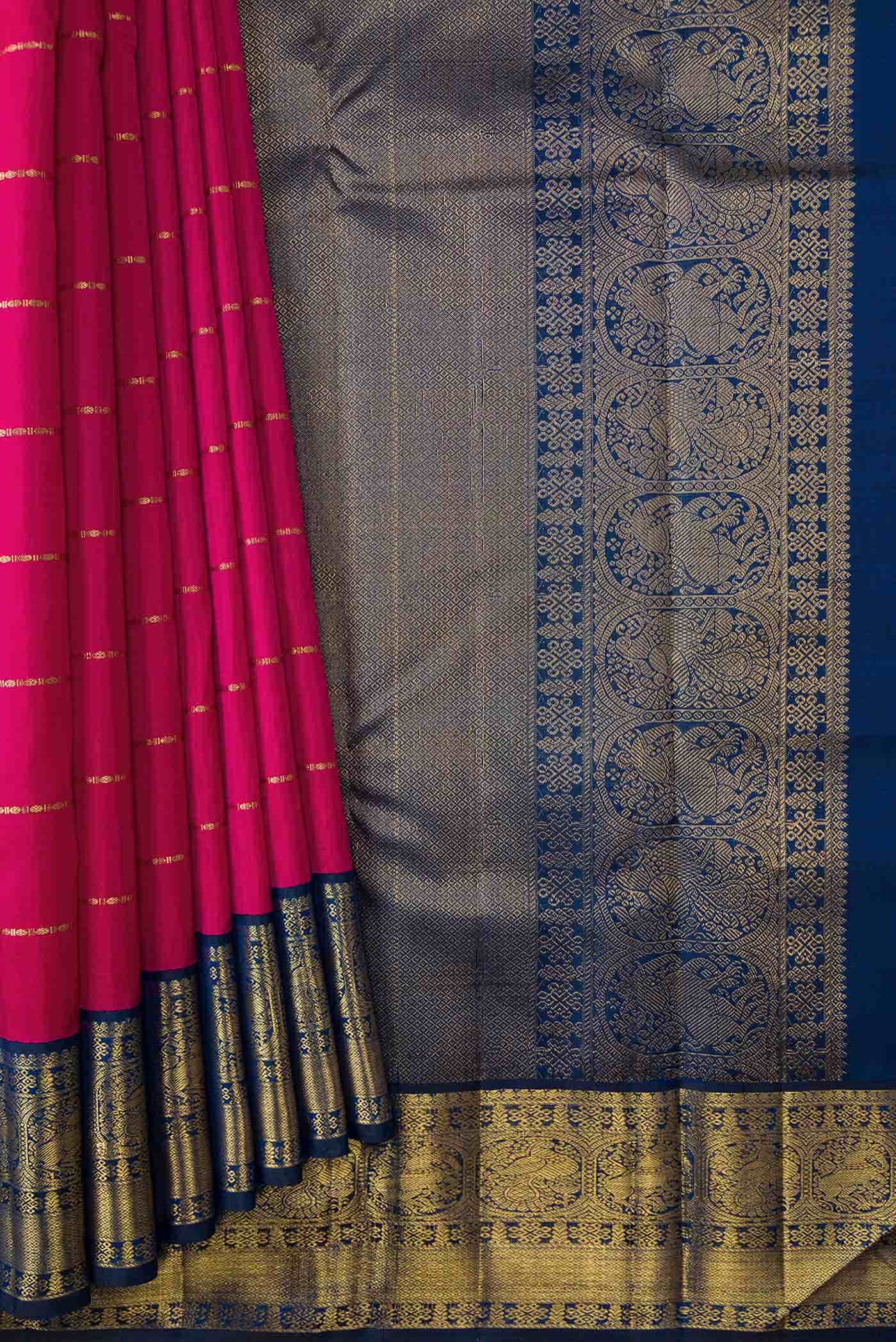 Pure Silk Pure Zari Pink Kanchipuram Saree