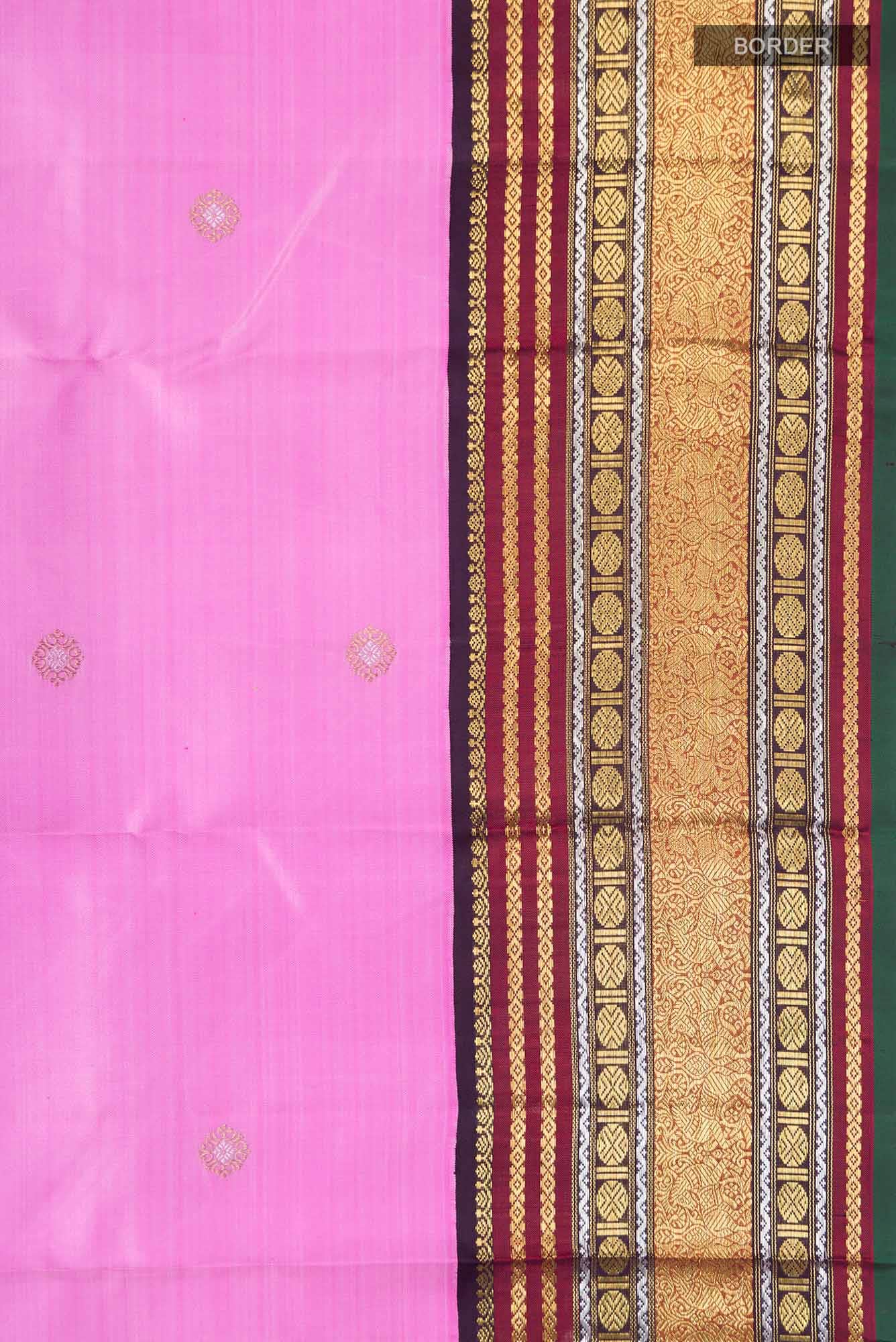 Pure Silk Pure Zari Rose pink Kanchipuram Saree
