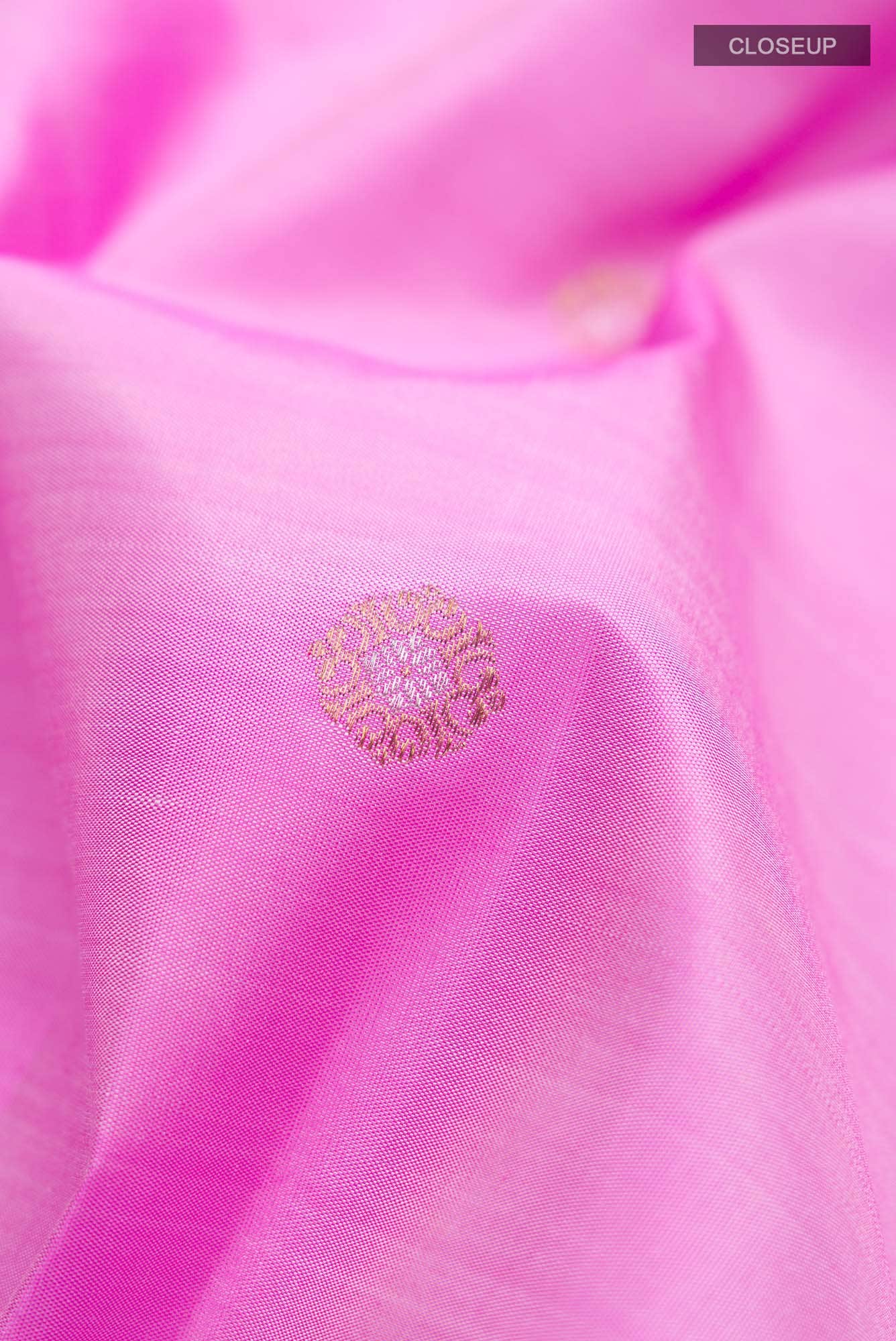 Pure Silk Pure Zari Rose pink Kanchipuram Saree
