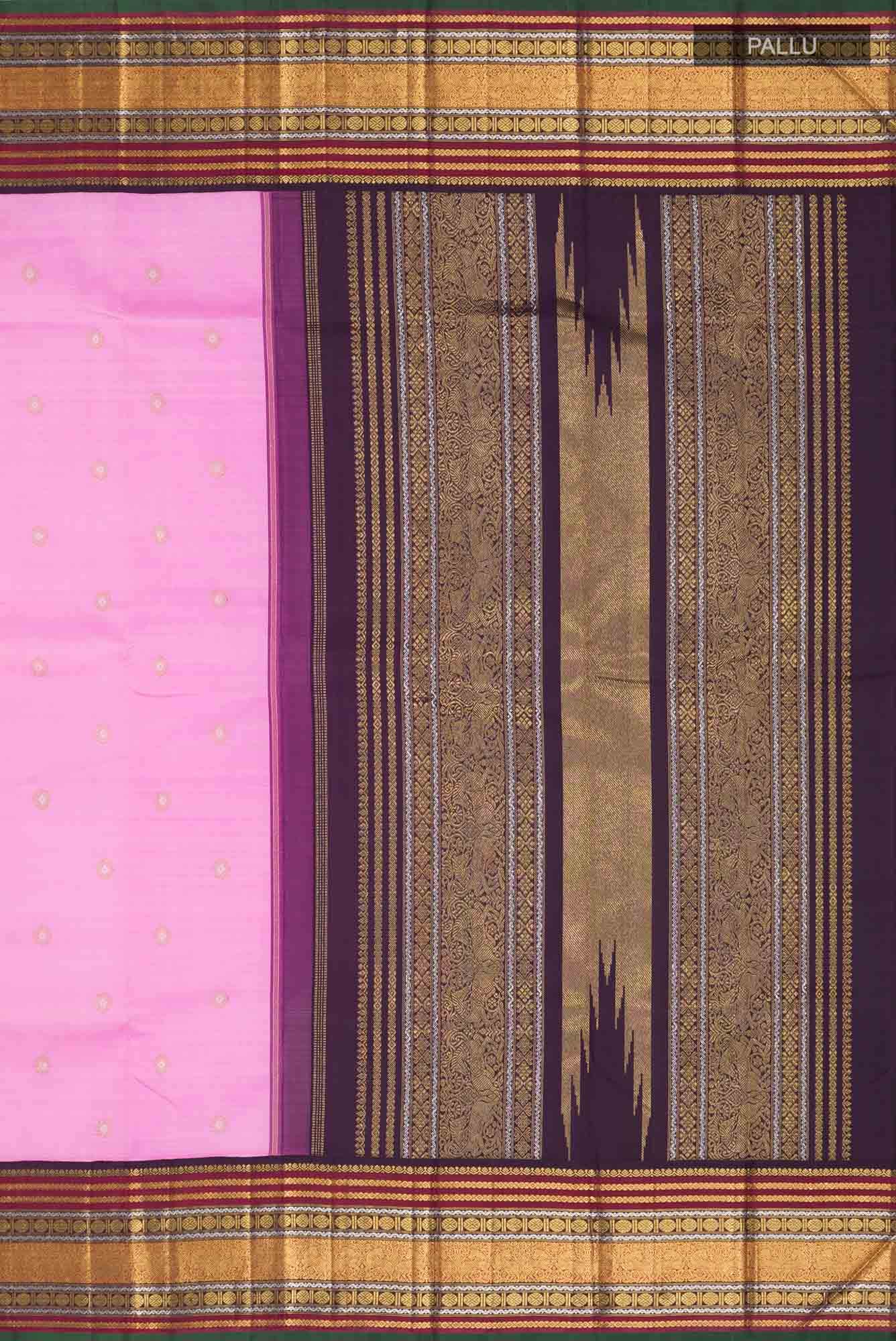 Pure Silk Pure Zari Rose pink Kanchipuram Saree