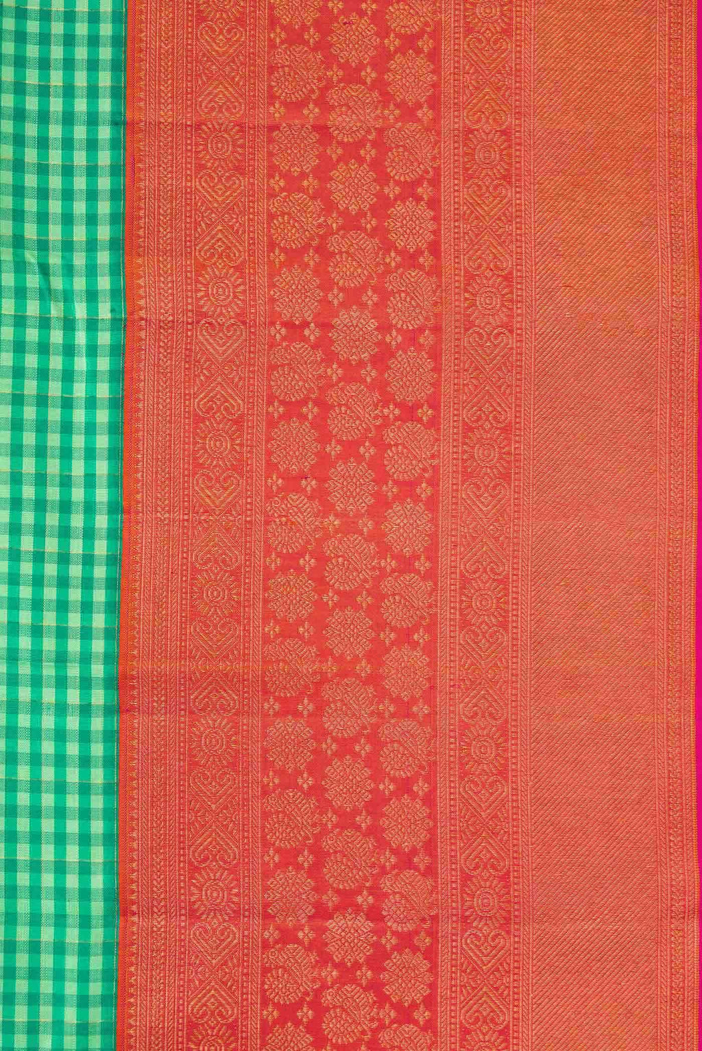 Pure Silk Pure Zari Green Dual Tone Kanchipuram Saree
