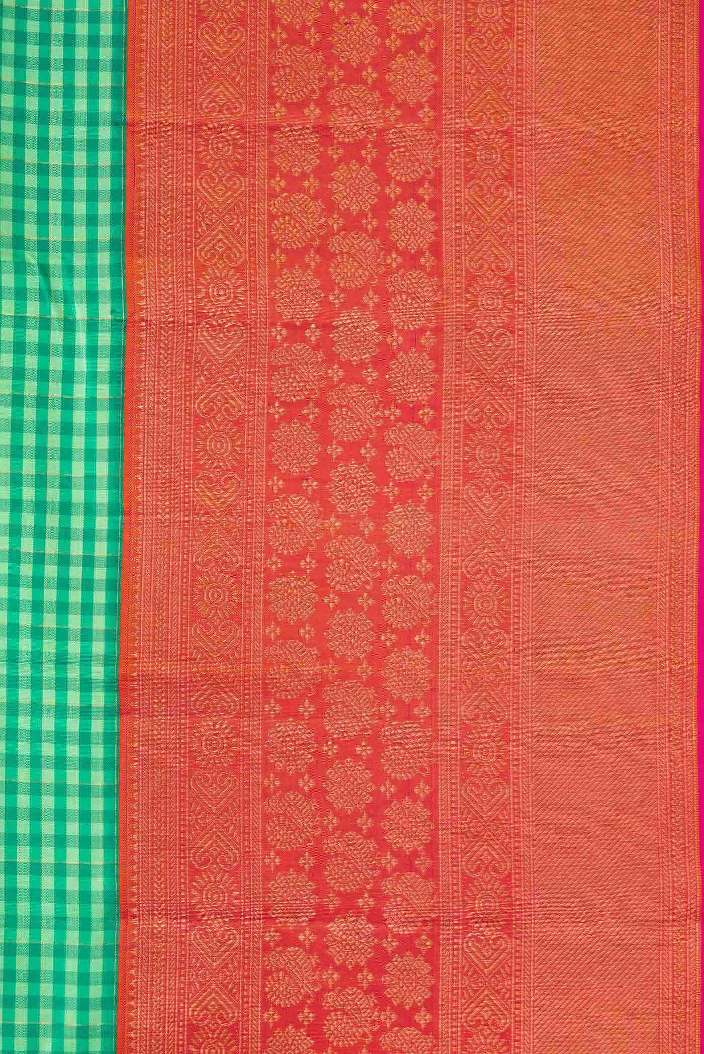 Pure Silk Pure Zari Green Dual Tone Kanchipuram Saree