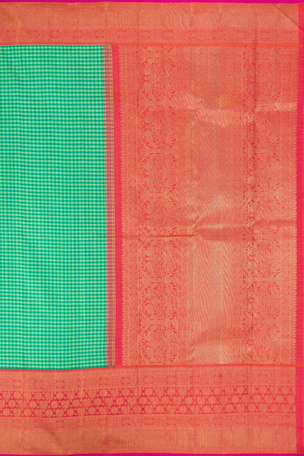 Pure Silk Pure Zari Green Dual Tone Kanchipuram Saree