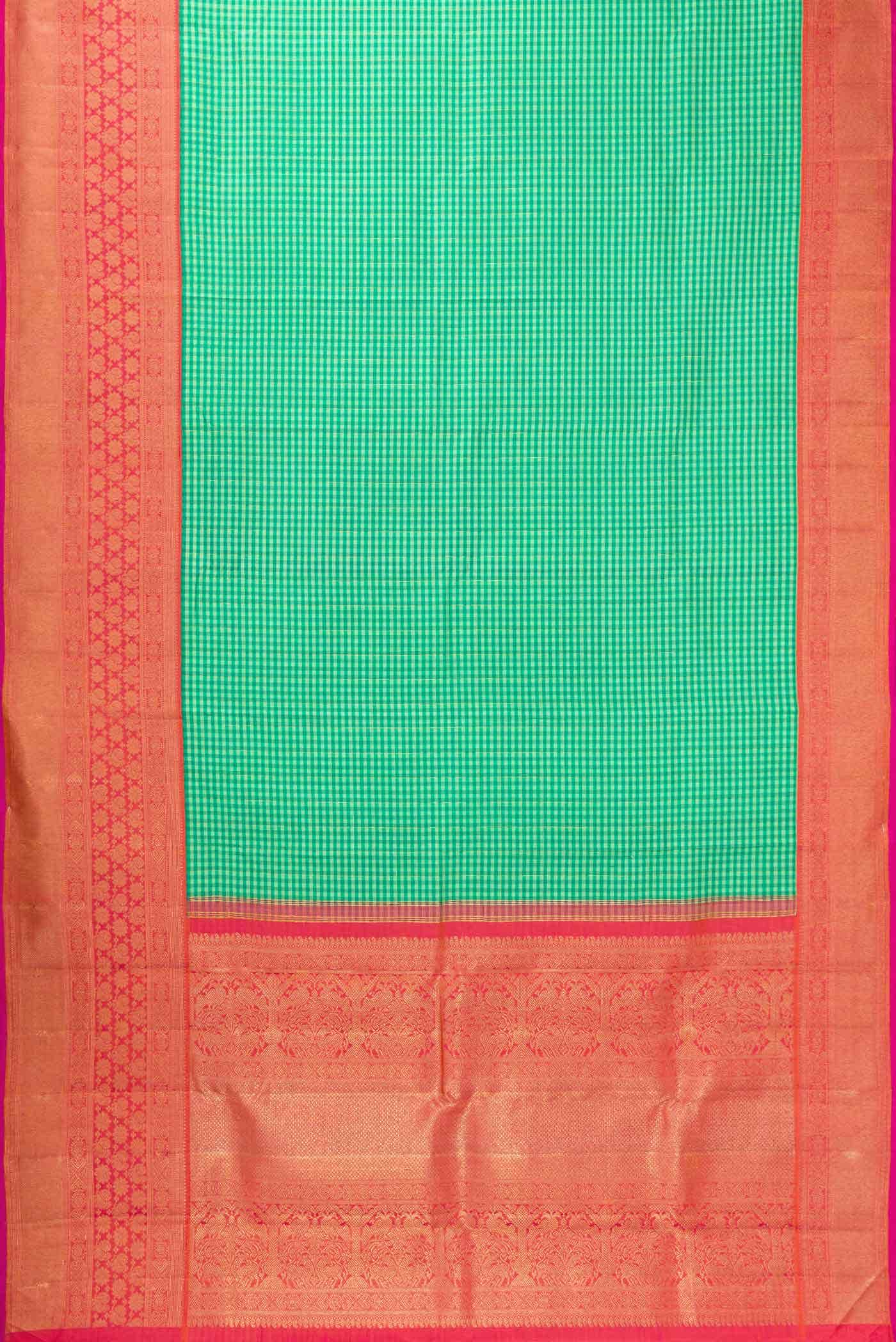 Pure Silk Pure Zari Green Dual Tone Kanchipuram Saree
