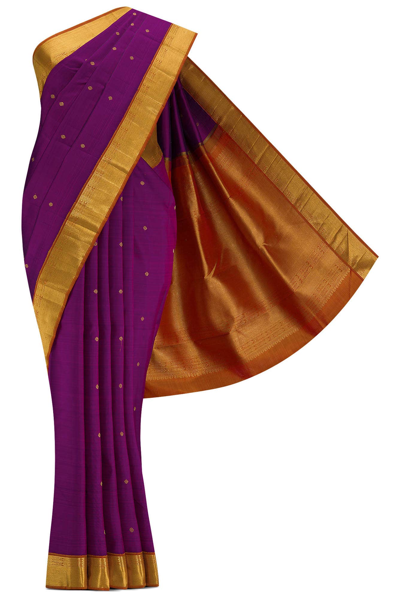 Pure Silk Pure Zari Purple Dual Tone Kanchipuram Saree