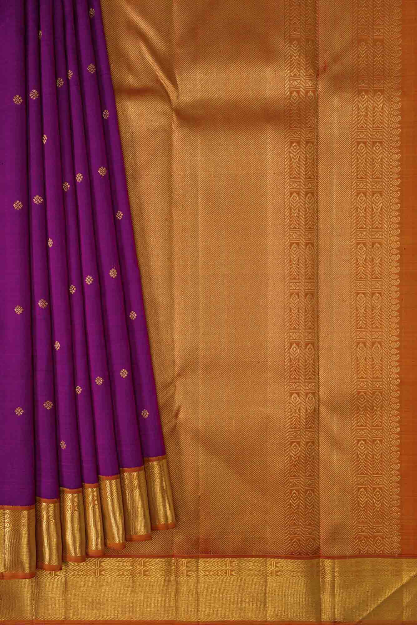 Pure Silk Pure Zari Purple Dual Tone Kanchipuram Saree