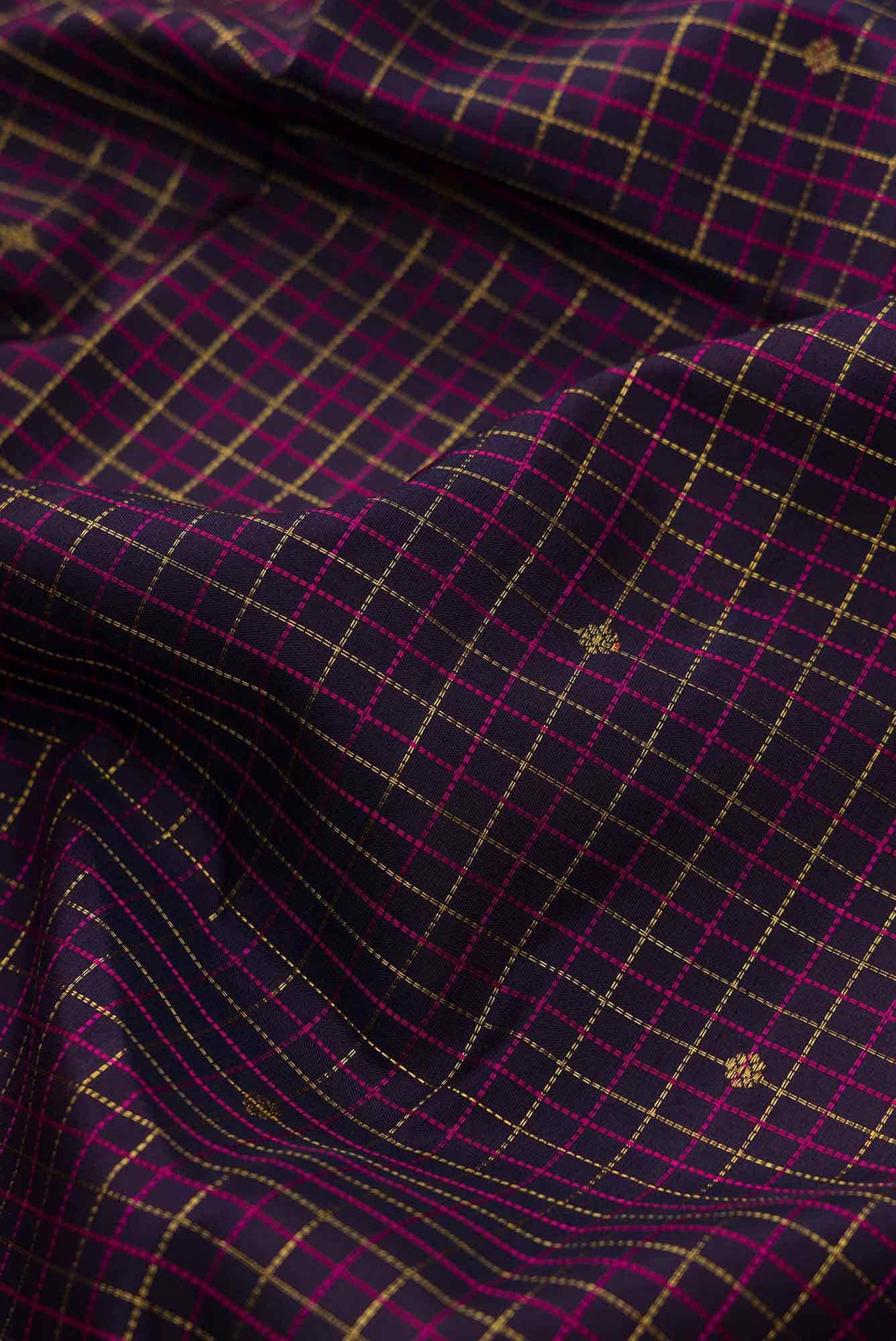 Pure Silk Pure Zari Violet Dual Tone Kanchipuram Saree