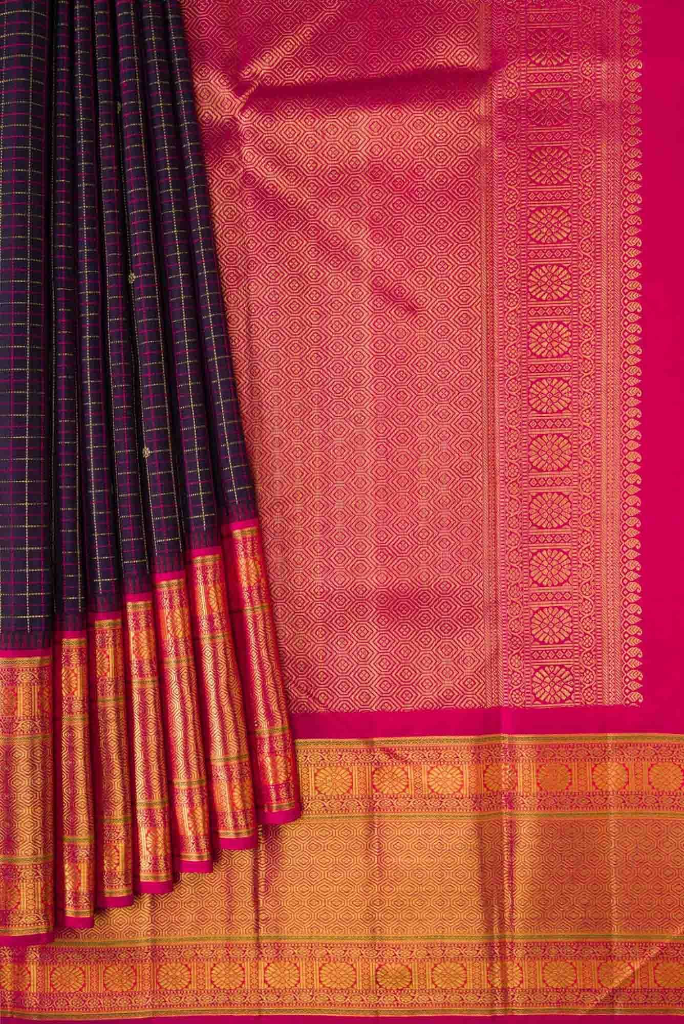 Pure Silk Pure Zari Violet Dual Tone Kanchipuram Saree