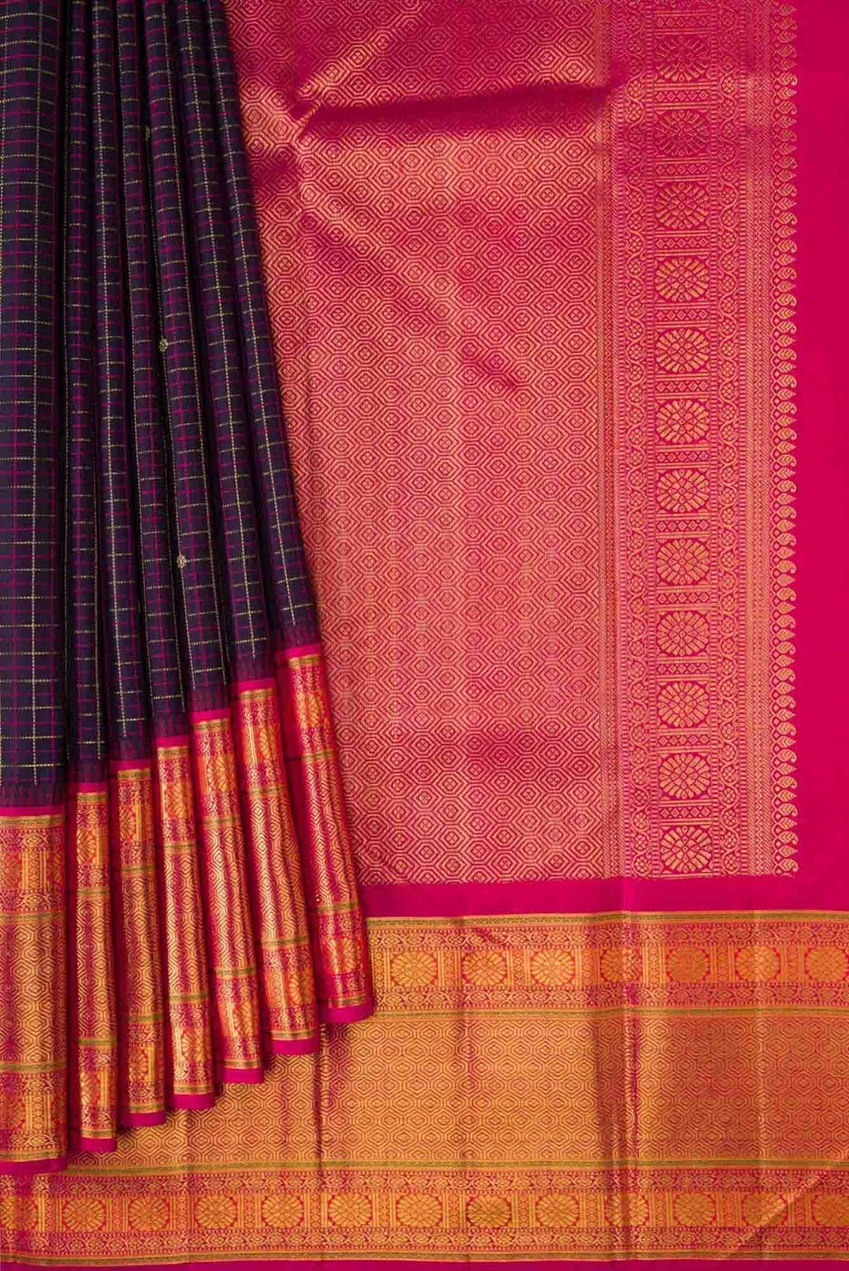 Pure Silk Pure Zari Violet Dual Tone Kanjivaram Saree