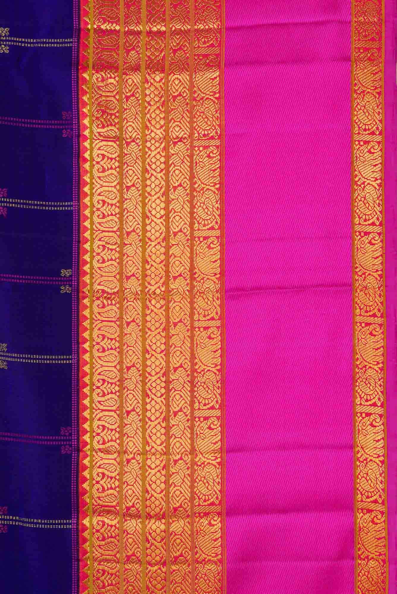 Pure Silk Pure Zari Royal Blue Dual Tone Kanchipuram Saree
