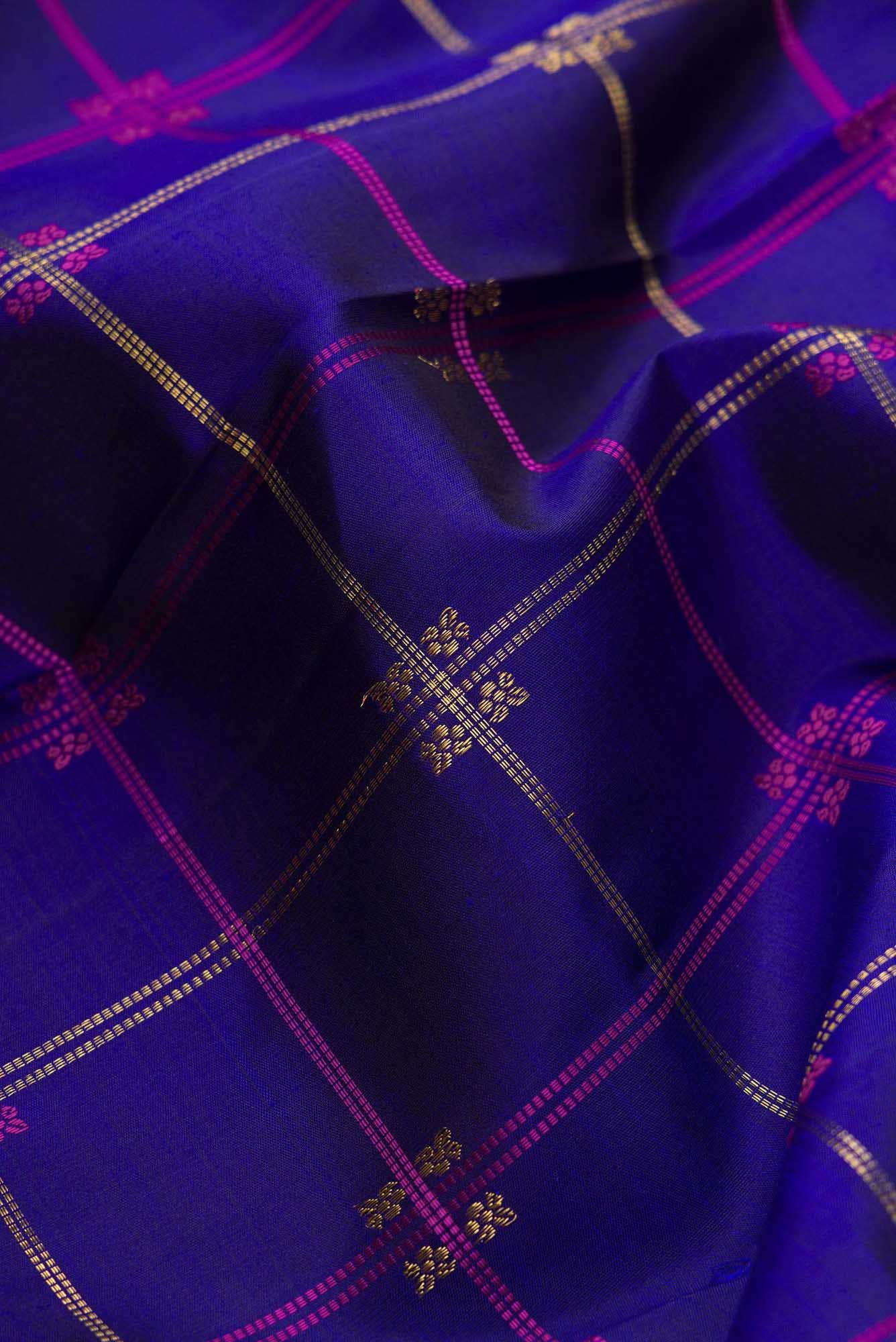 Pure Silk Pure Zari Royal Blue Dual Tone Kanchipuram Saree
