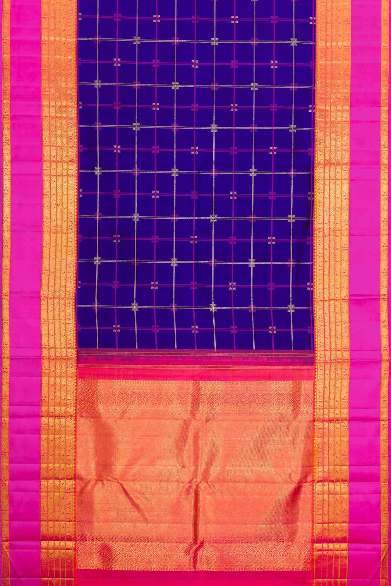 Pure Silk Pure Zari Royal Blue Dual Tone Kanchipuram Saree