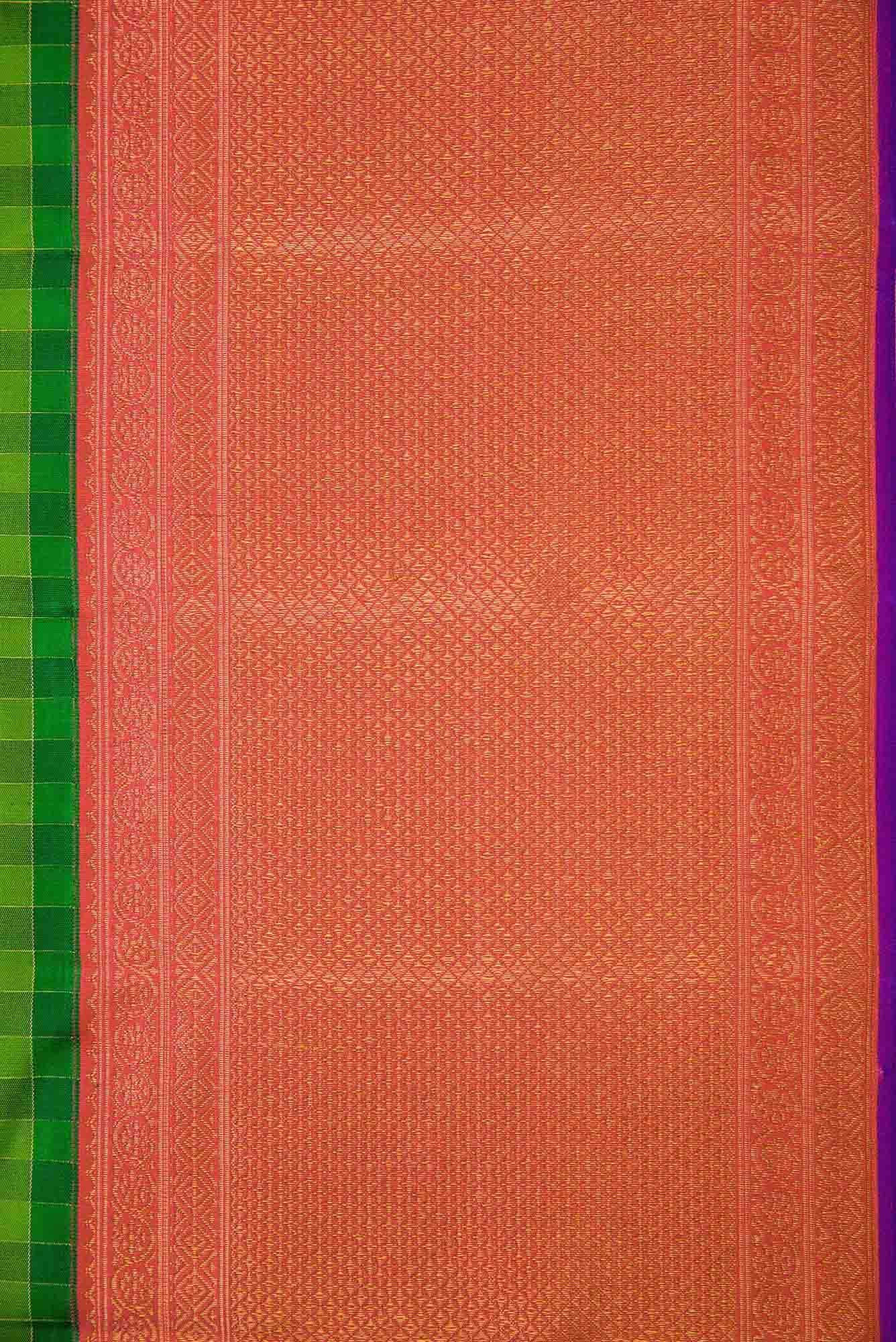 Pure Silk Pure Zari Green Dual Tone Kanchipuram Saree