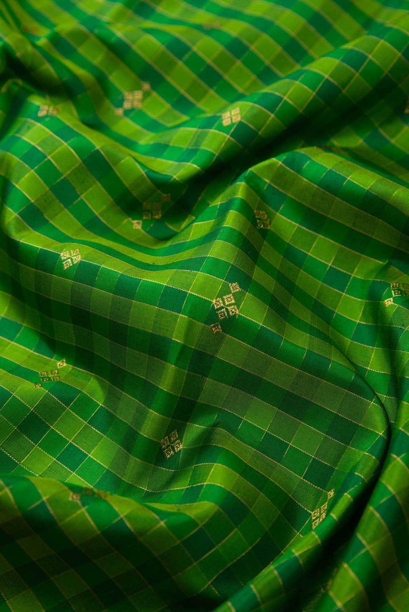 Pure Silk Pure Zari Green Dual Tone Kanchipuram Saree