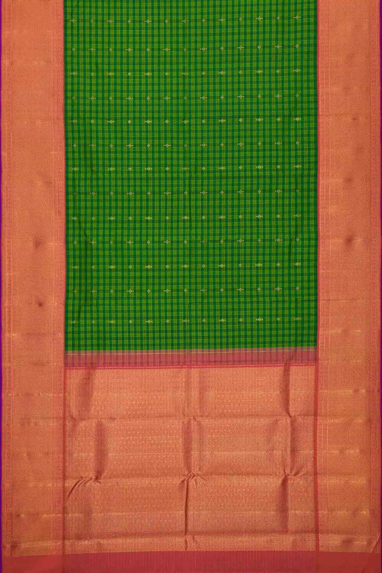 Pure Silk Pure Zari Green Dual Tone Kanchipuram Saree