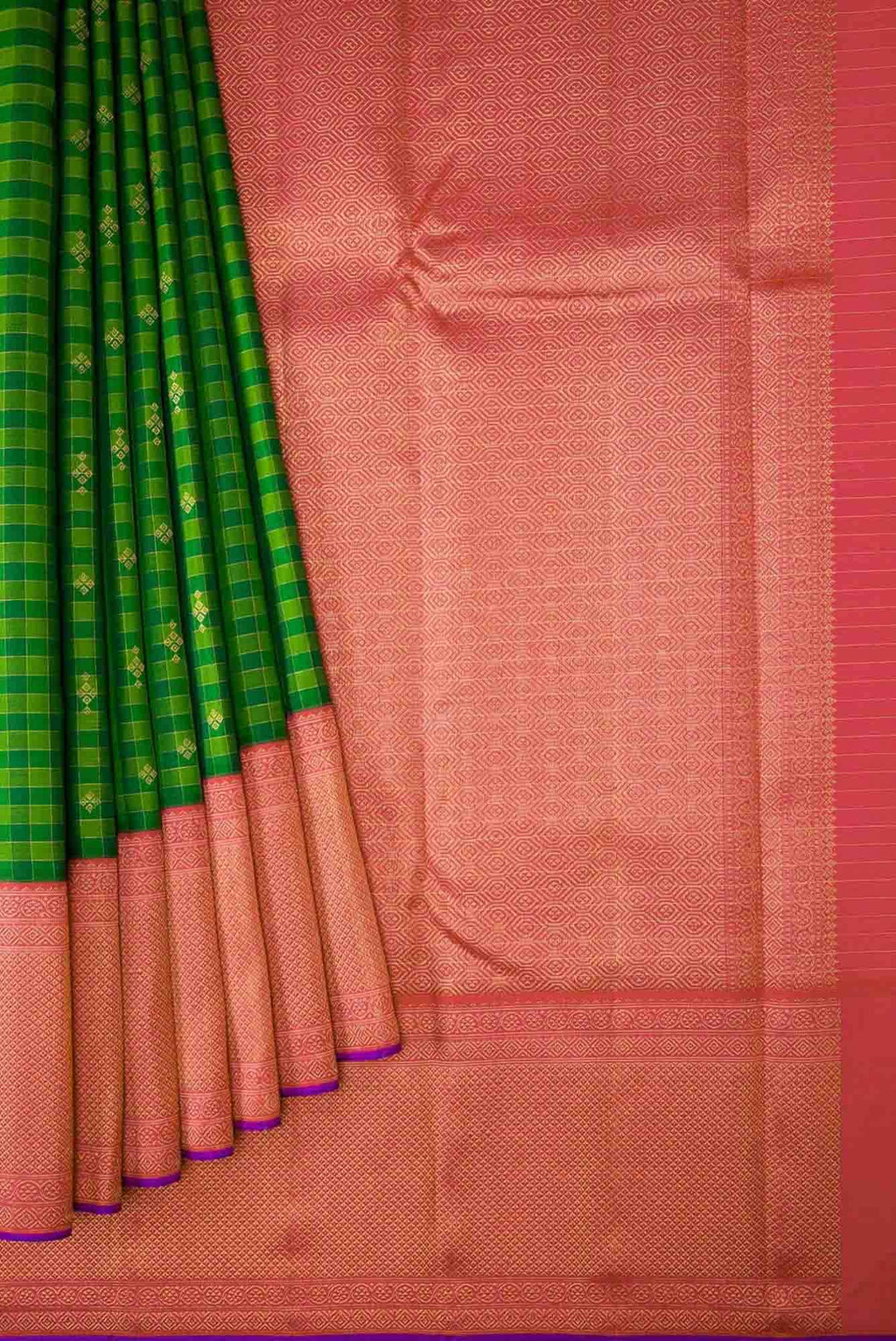 Pure Silk Pure Zari Green Dual Tone Kanchipuram Saree