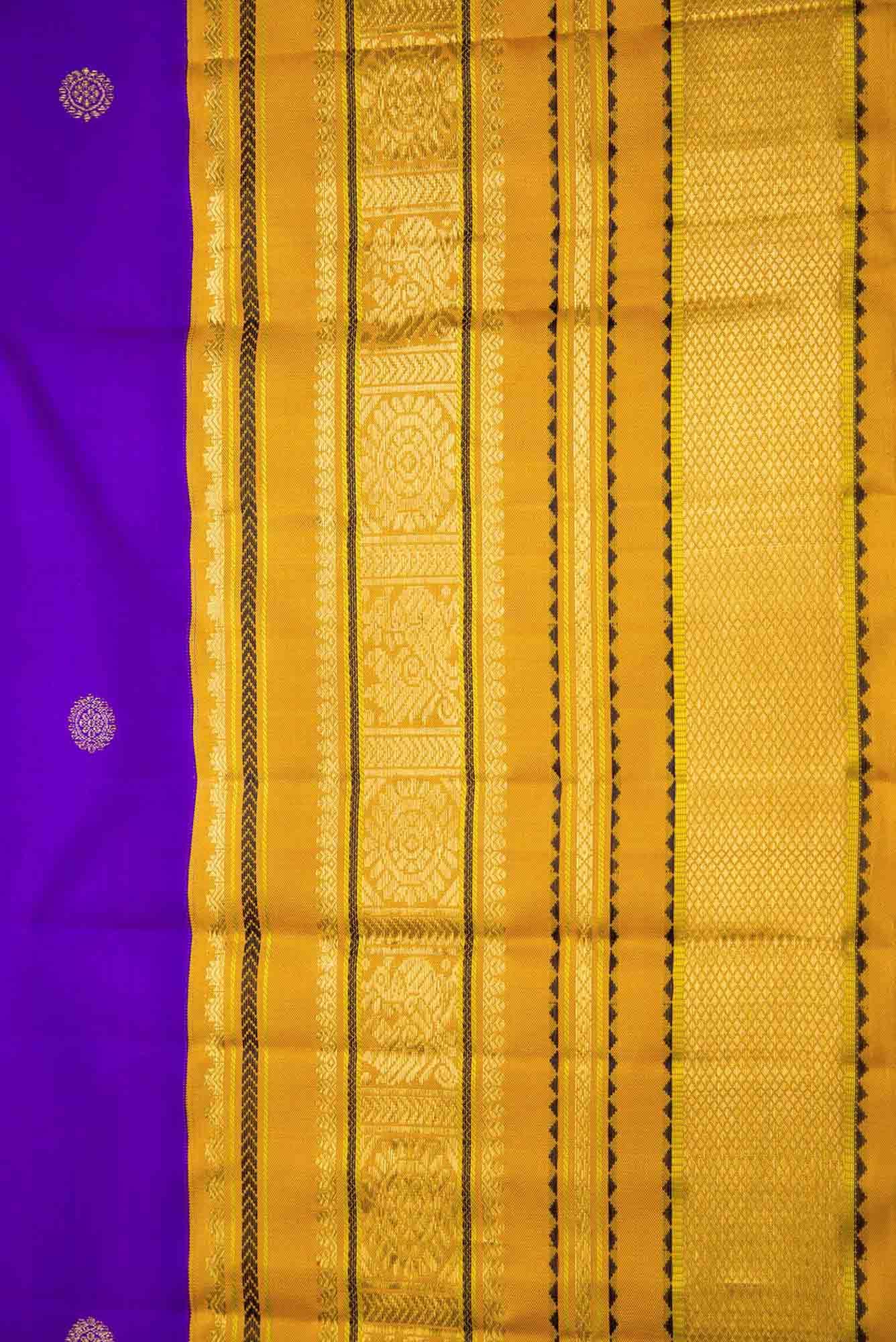 Pure Silk Pure Zari Violet Dual Tone Kanchipuram Saree