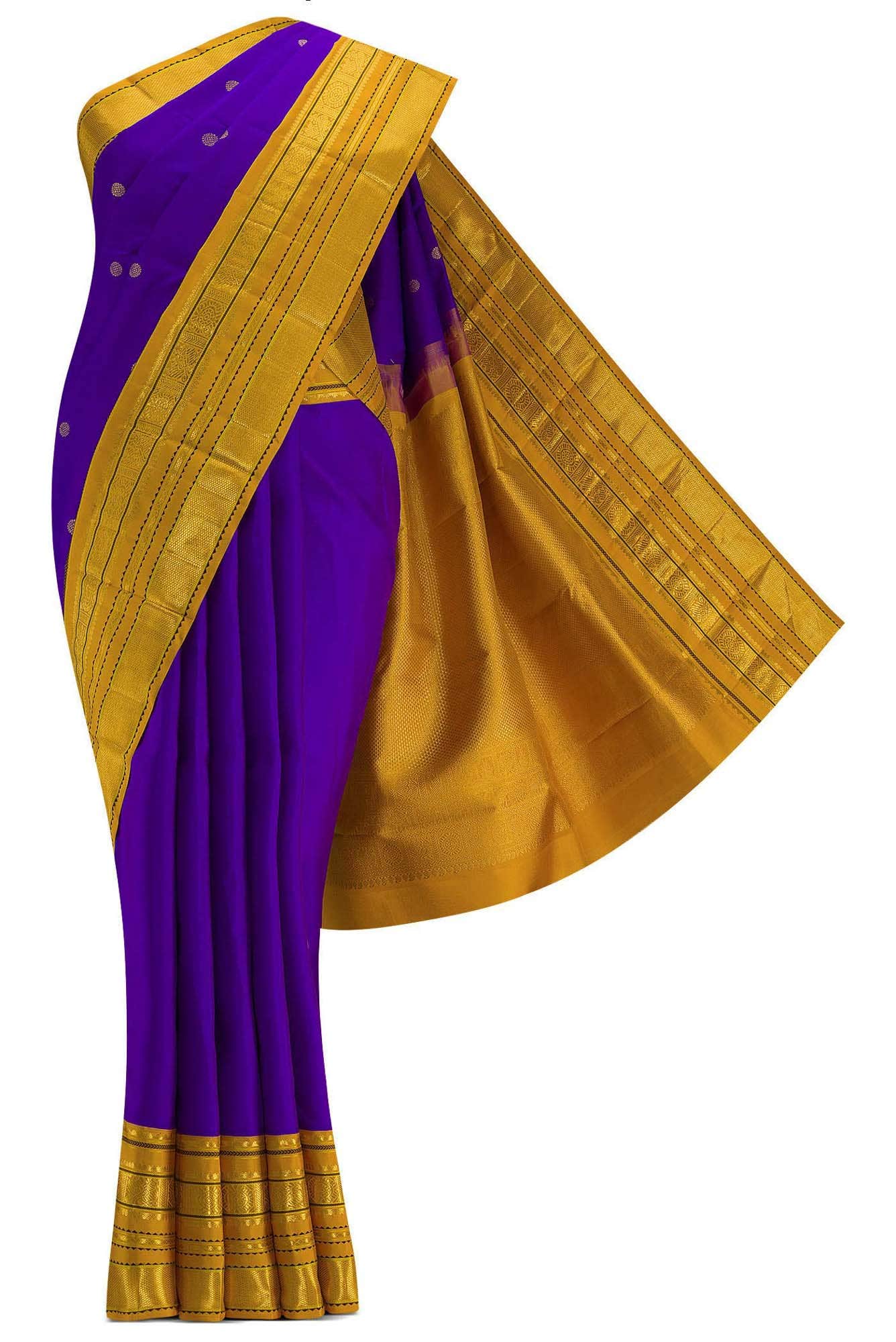 Pure Silk Pure Zari Violet Dual Tone Kanchipuram Saree