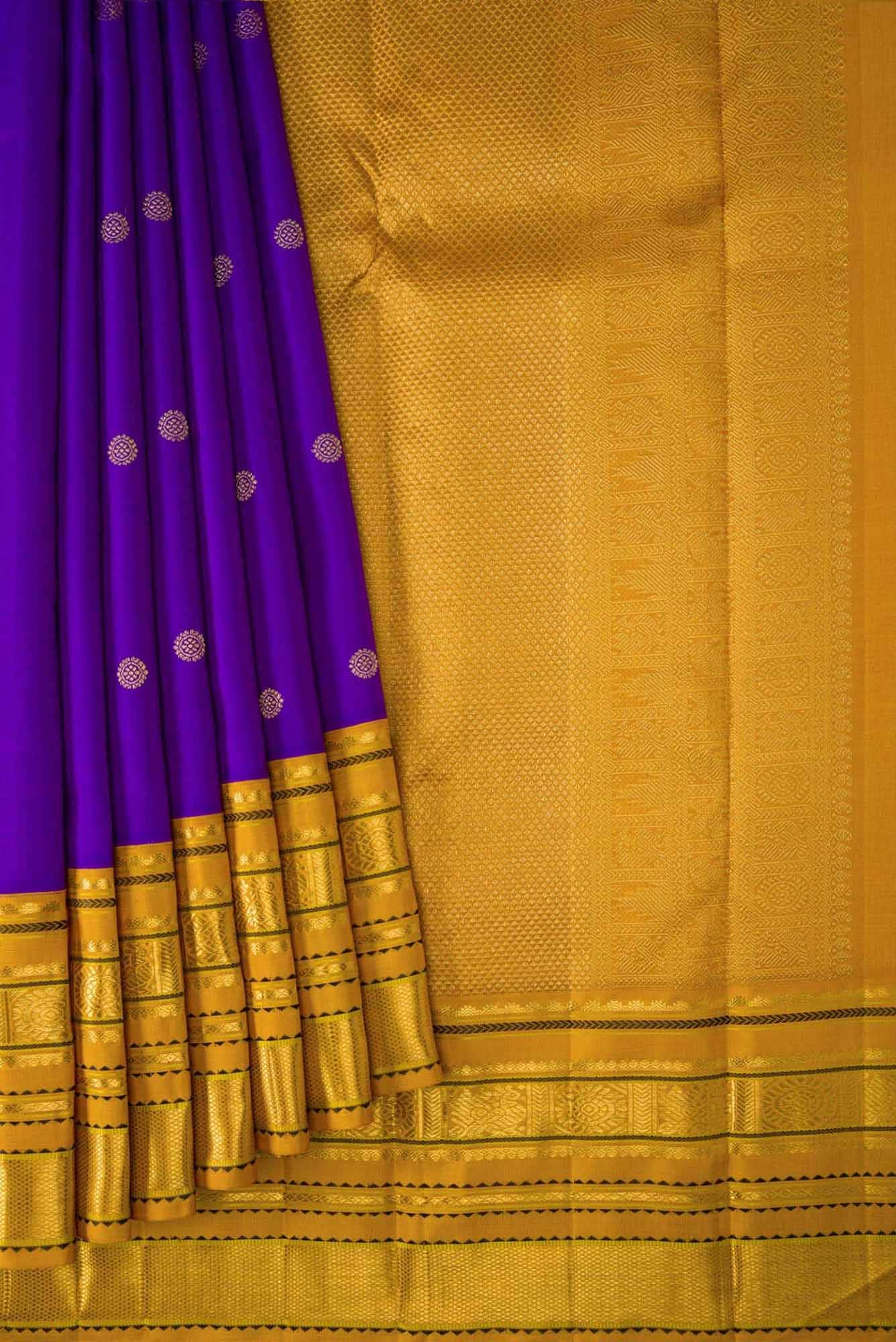 Pure Silk Pure Zari Violet Dual Tone Kanchipuram Saree