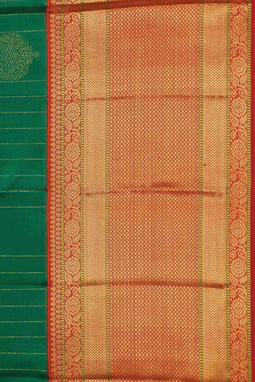 Pure Silk Pure Zari Green Dual Tone Kanchipuram Saree
