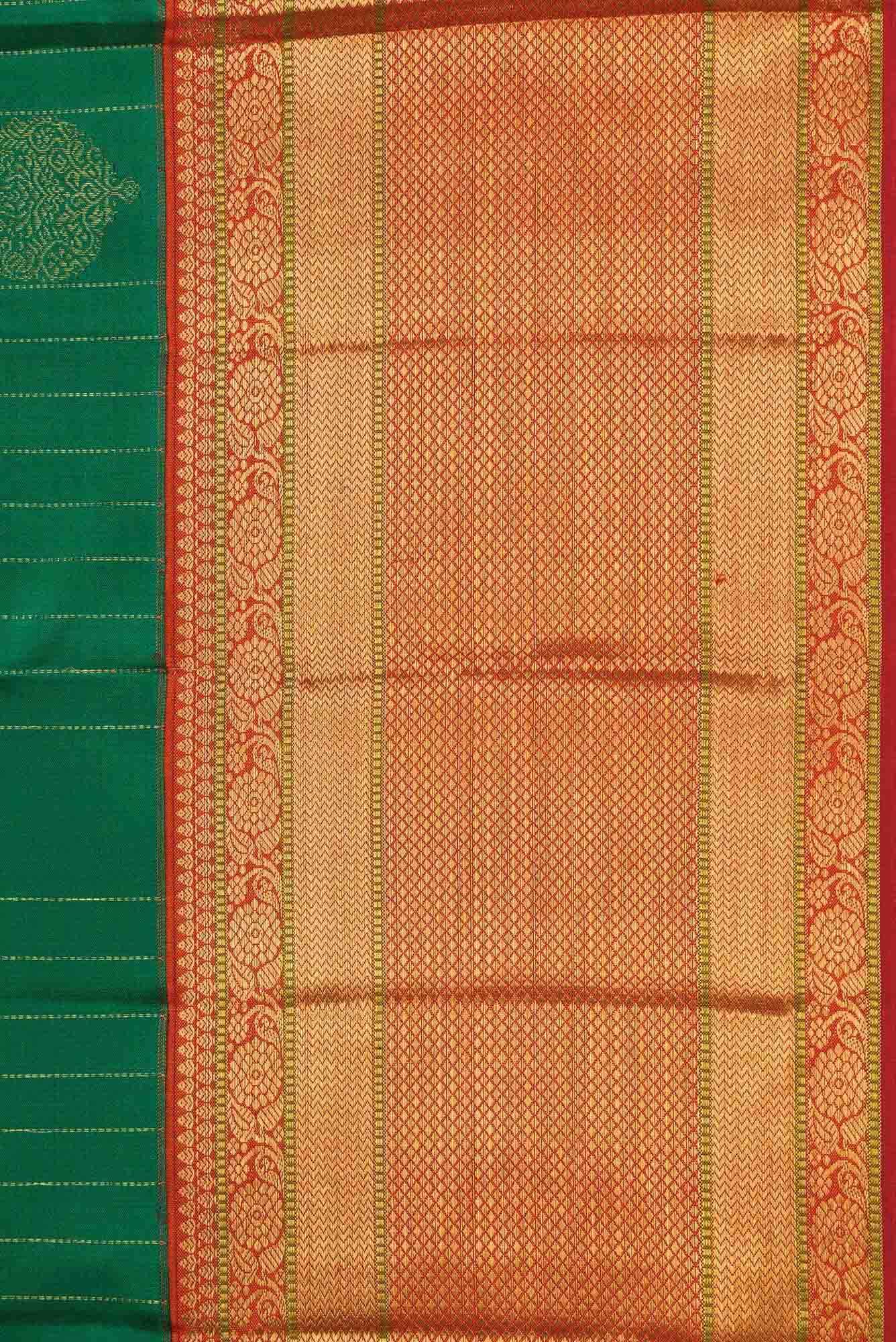Pure Silk Pure Zari Green Dual Tone Kanchipuram Saree