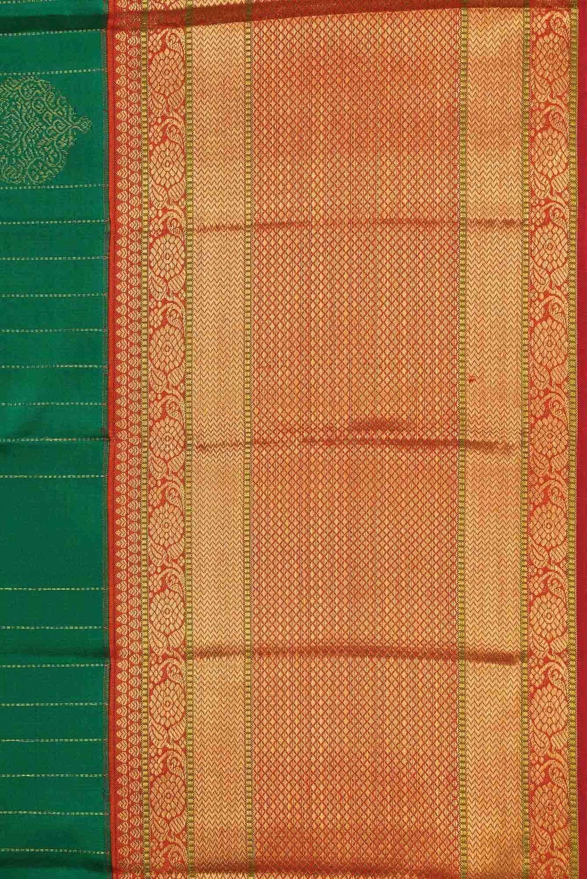 Pure Silk Pure Zari Green Dual Tone Kanjivaram Saree