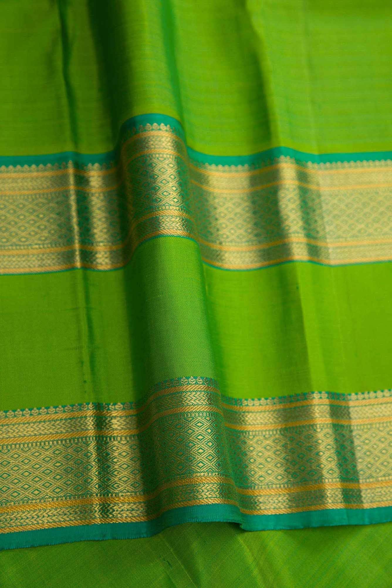 Pure Silk Pure Zari Mustard and Red Dual Tone Kanchipuram Saree
