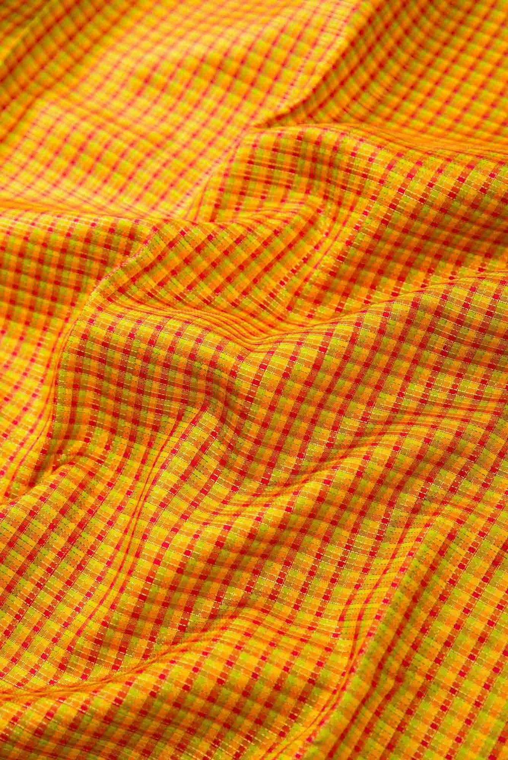 Pure Silk Pure Zari Mustard and Red Dual Tone Kanchipuram Saree