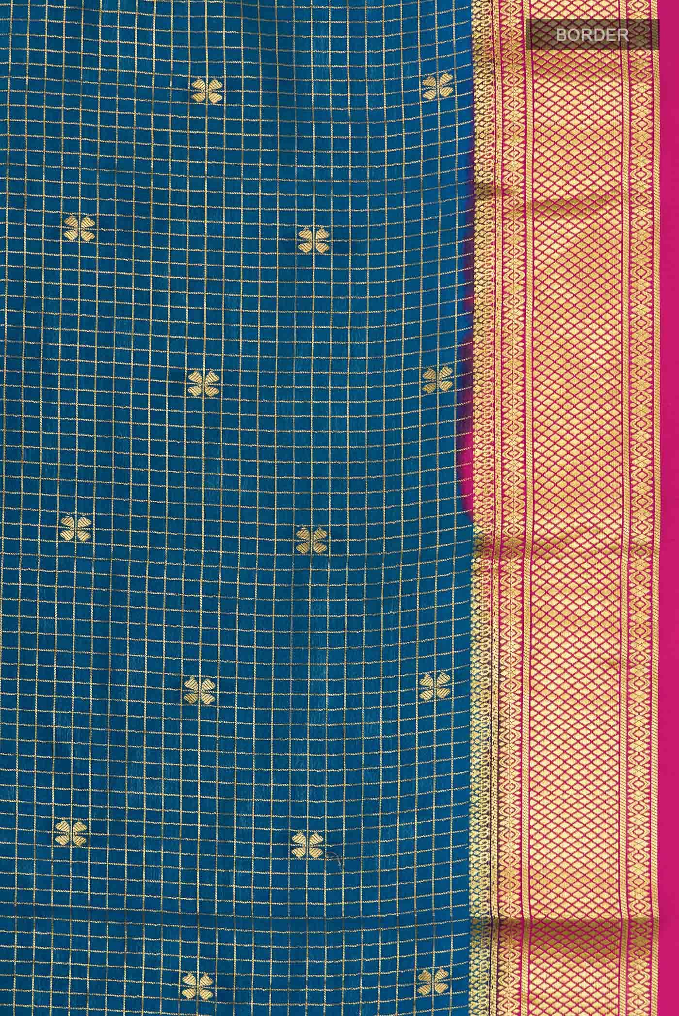 Blue Mysore Crepe Saree