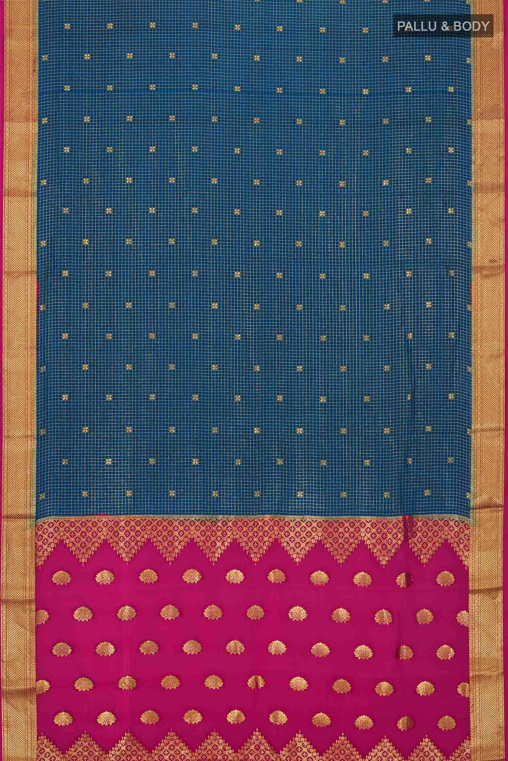 Blue Mysore Crepe Saree