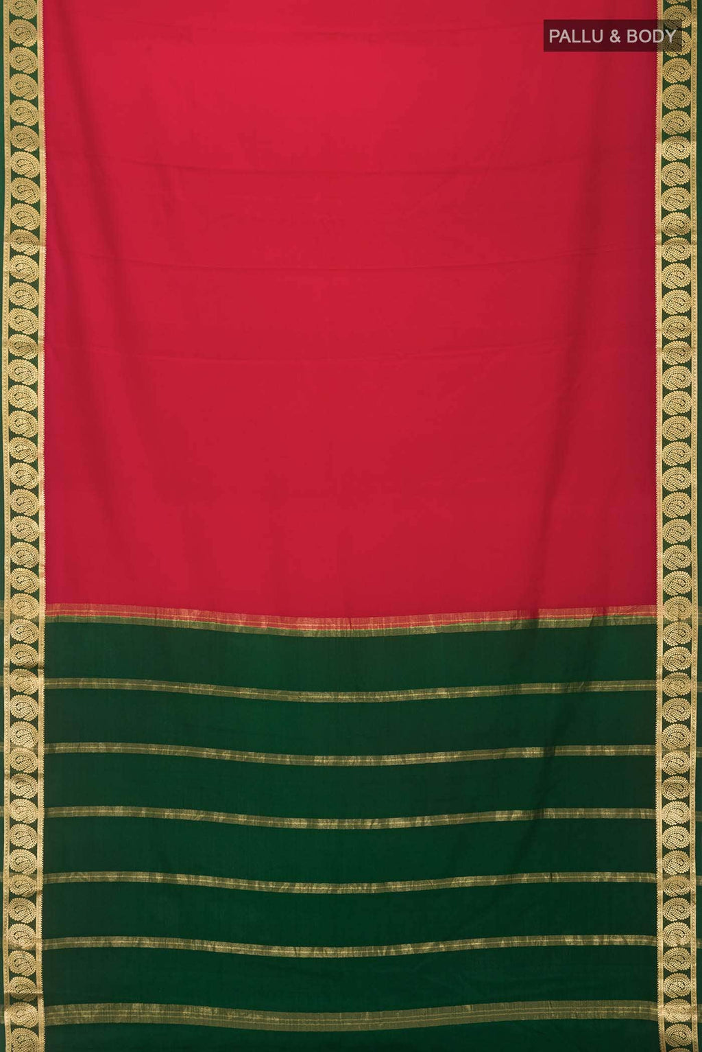 Red Mysore Crepe Saree