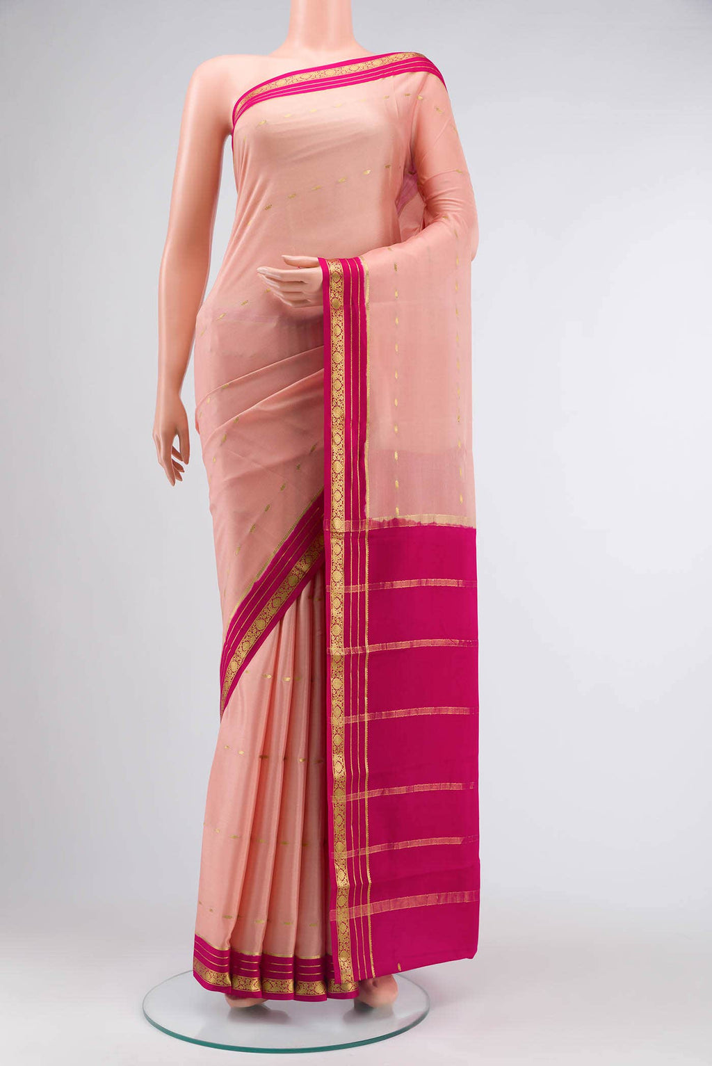 Pink Mysore Crepe Saree