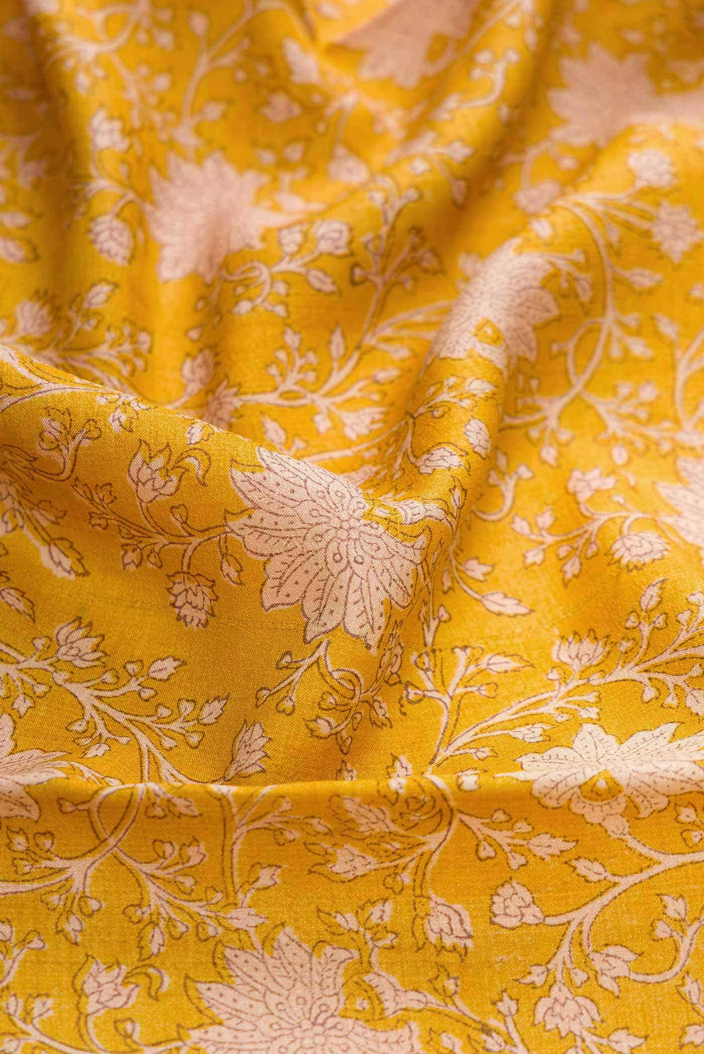 Mustard Tussar Silk Saree