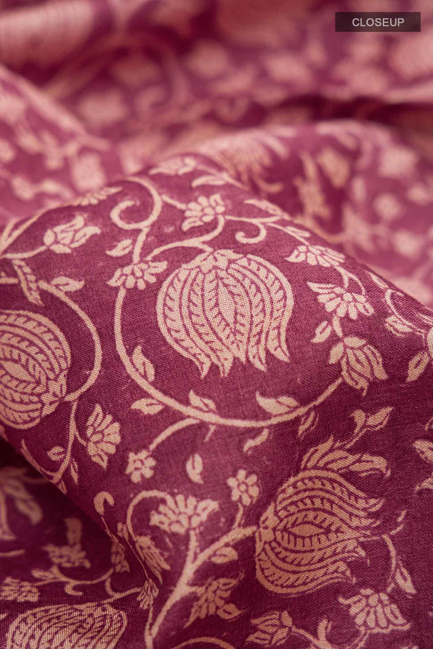 Maroon Tussar Silk Saree