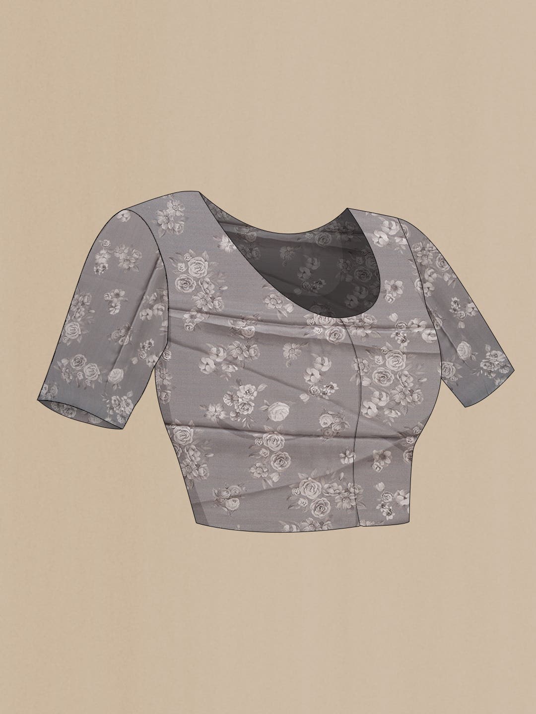 Grey Mysore Crepe Saree