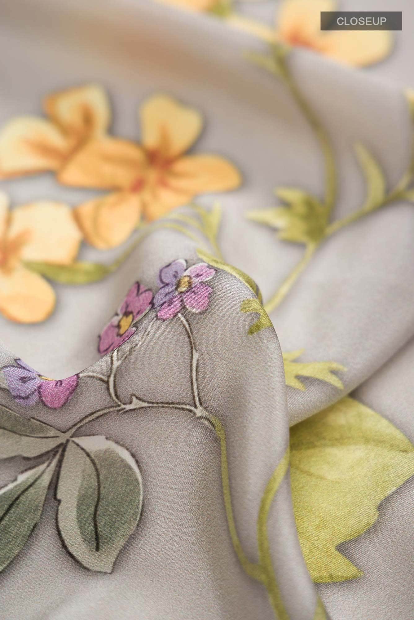 Grey Crepe Saree