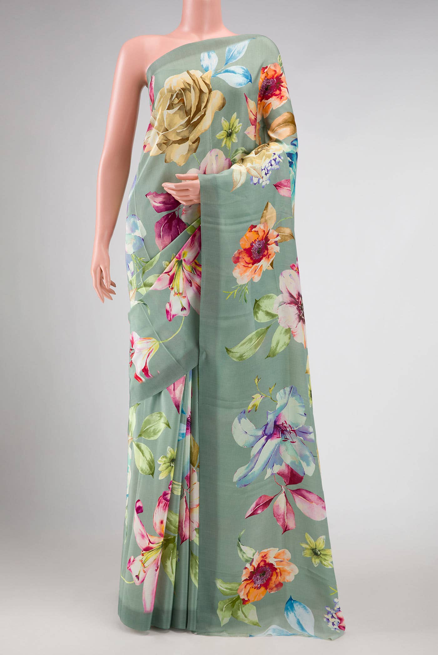 Light Green Mysore Crepe Saree