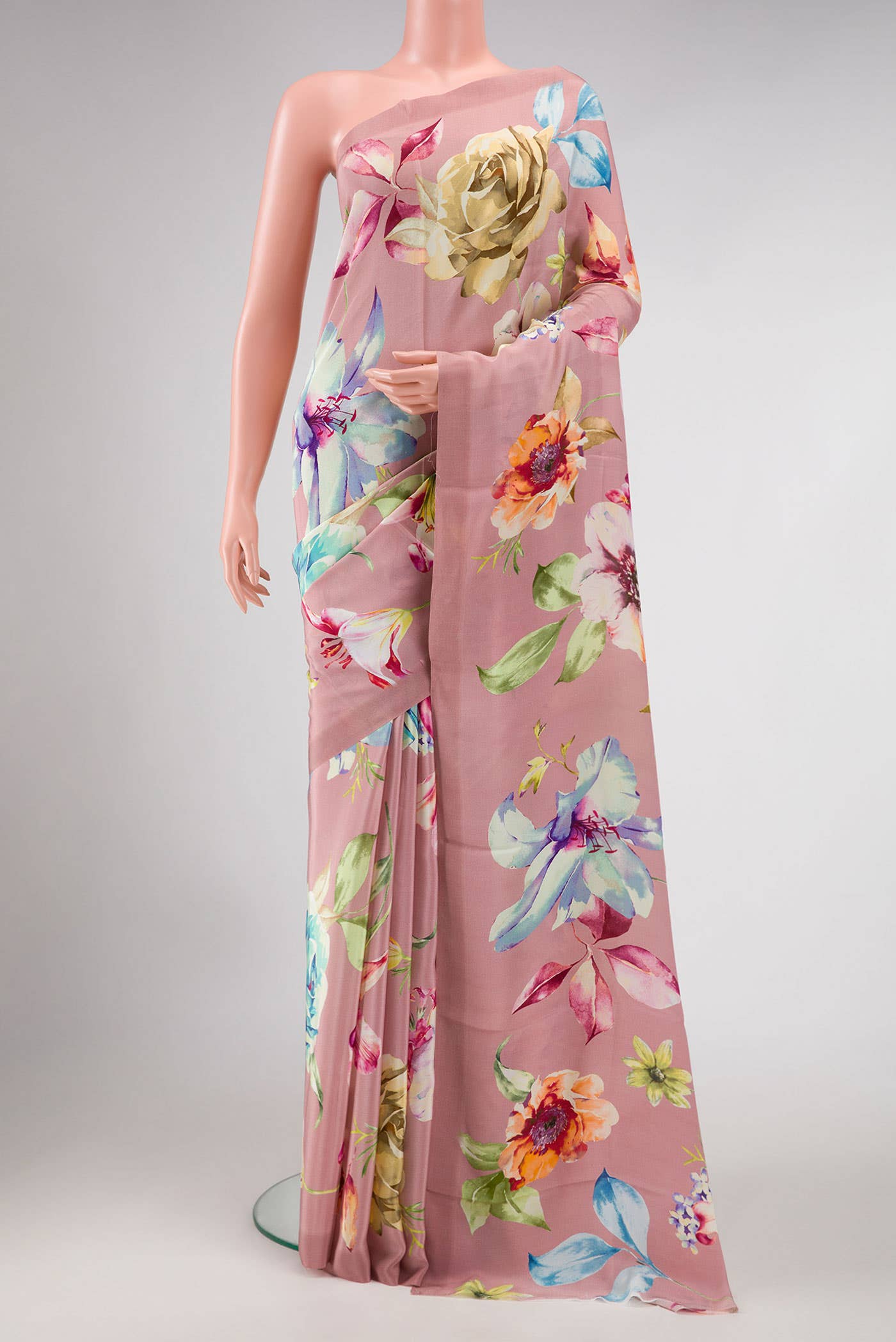 Pink Mysore Crepe Saree