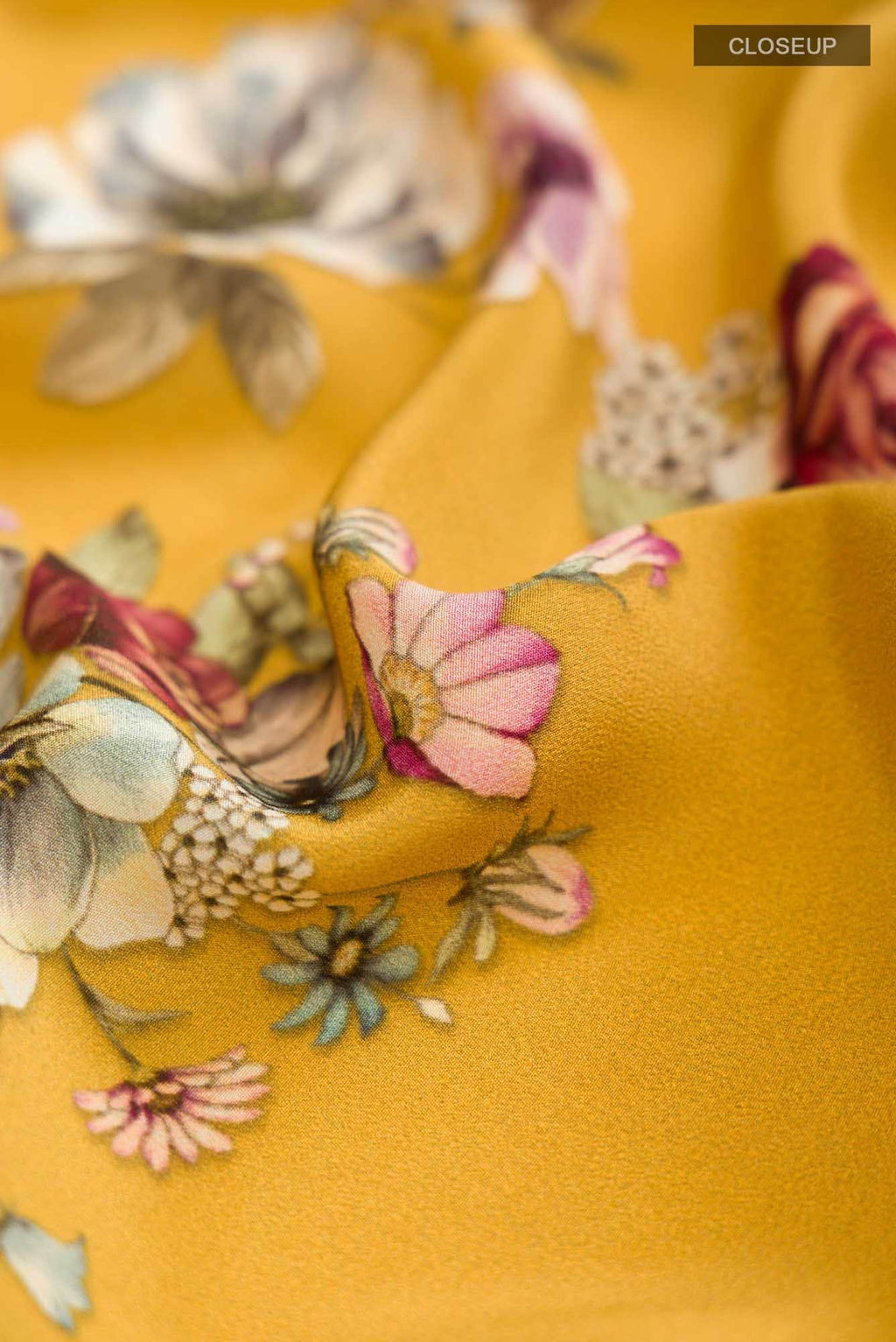 Yellow Mysore Crepe Saree