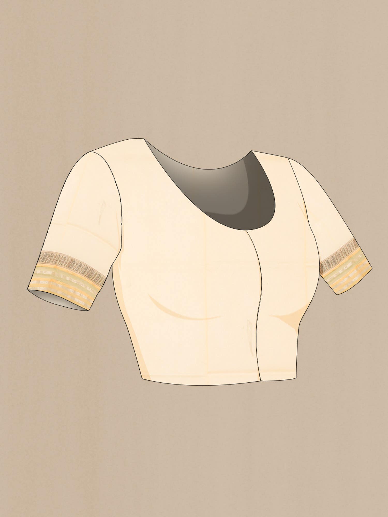 Beige Chanderi Silk Cotton Saree