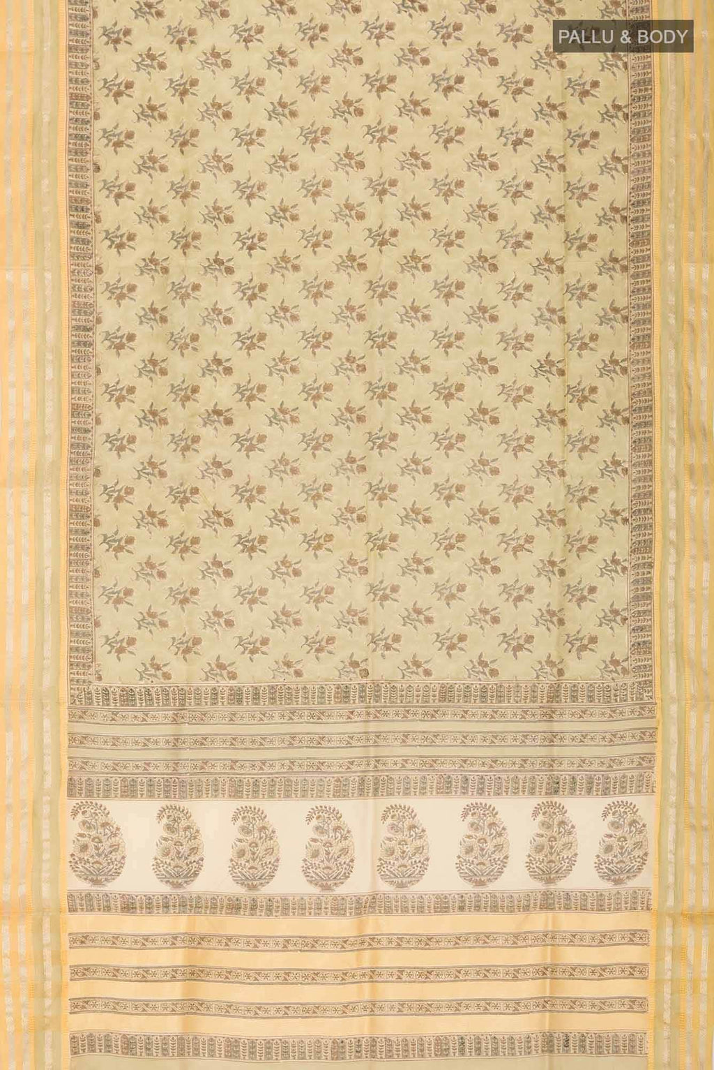 Beige Chanderi Silk Cotton Saree