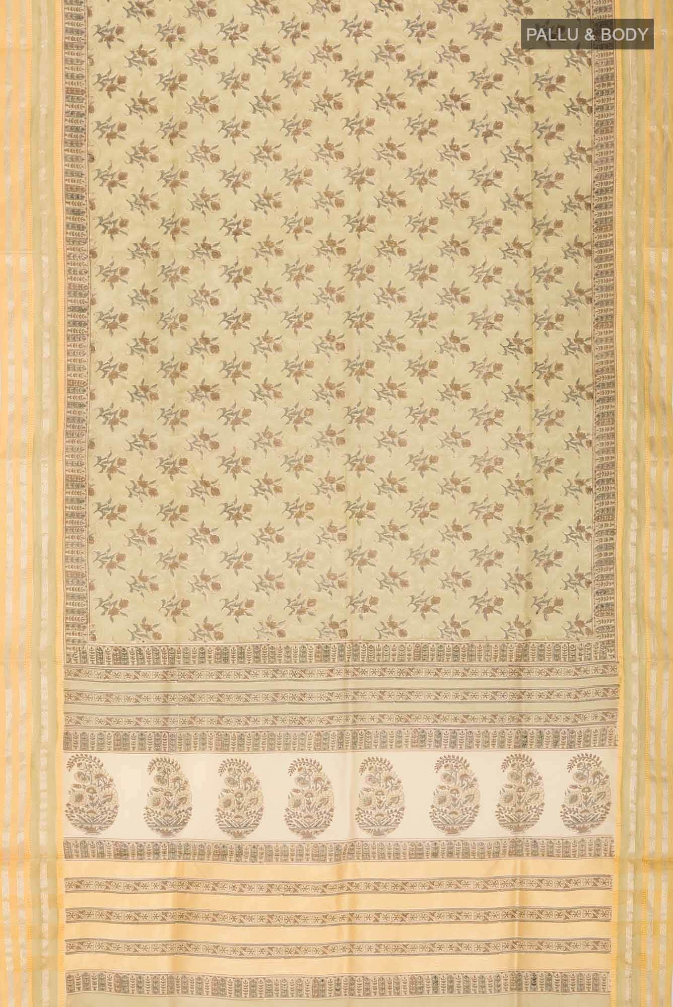 Beige Chanderi Silk Cotton Saree