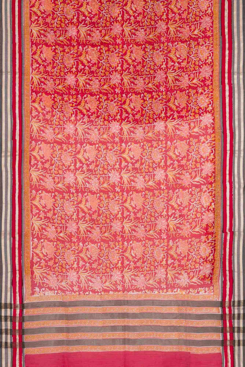 Red Dual Tone Chanderi Silk Cotton Saree