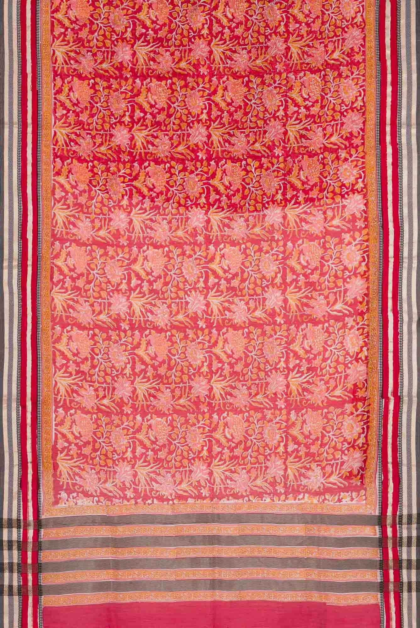Red Dual Tone Chanderi Silk Cotton Saree