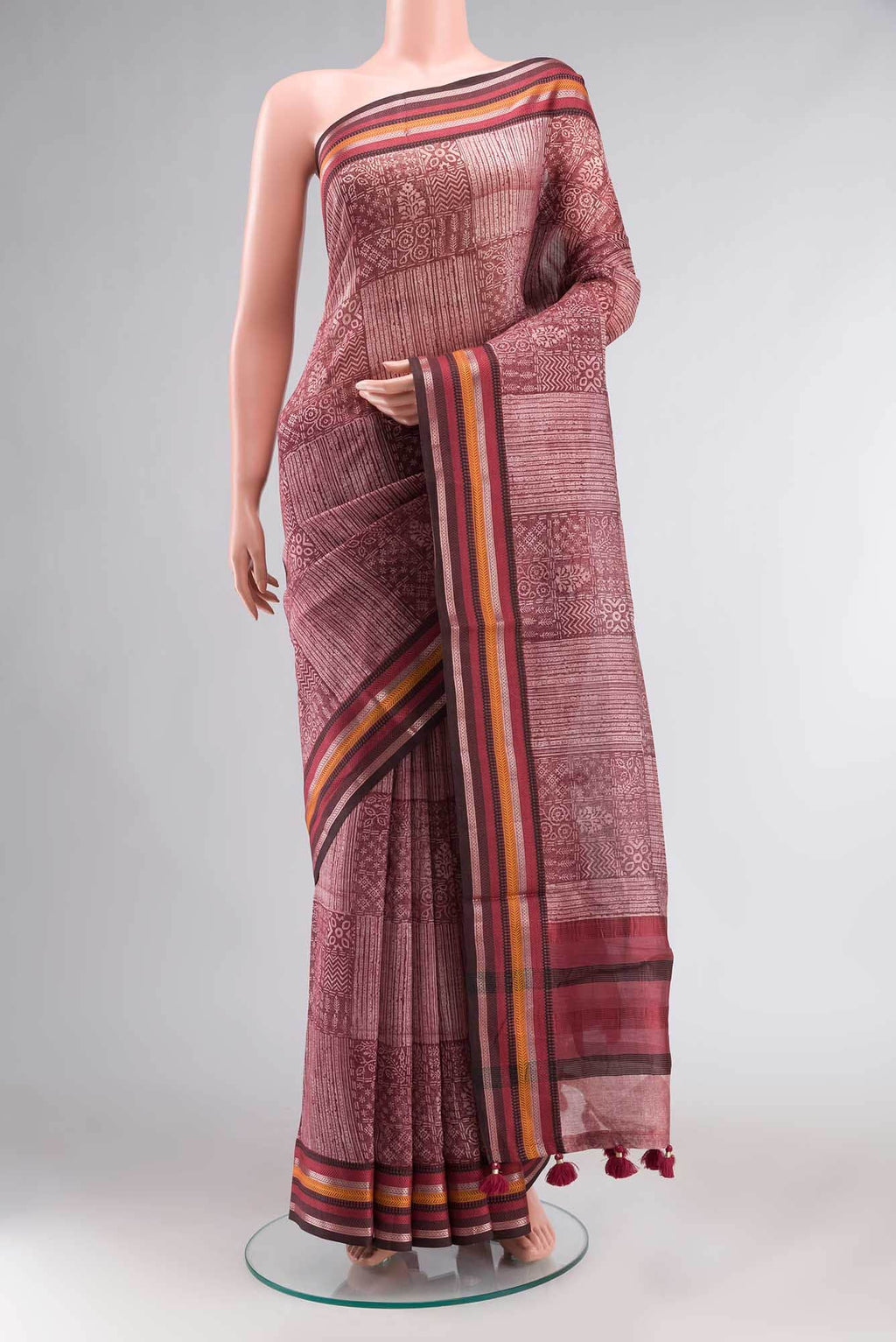 Maroon Chanderi Silk Cotton Saree