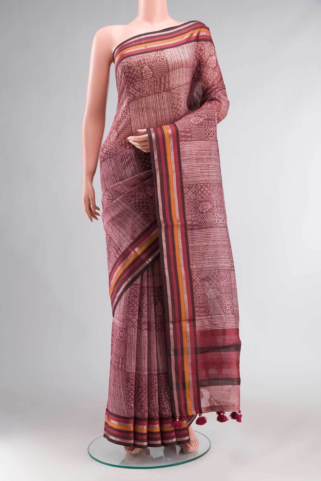 Maroon Chanderi Silk Cotton Saree