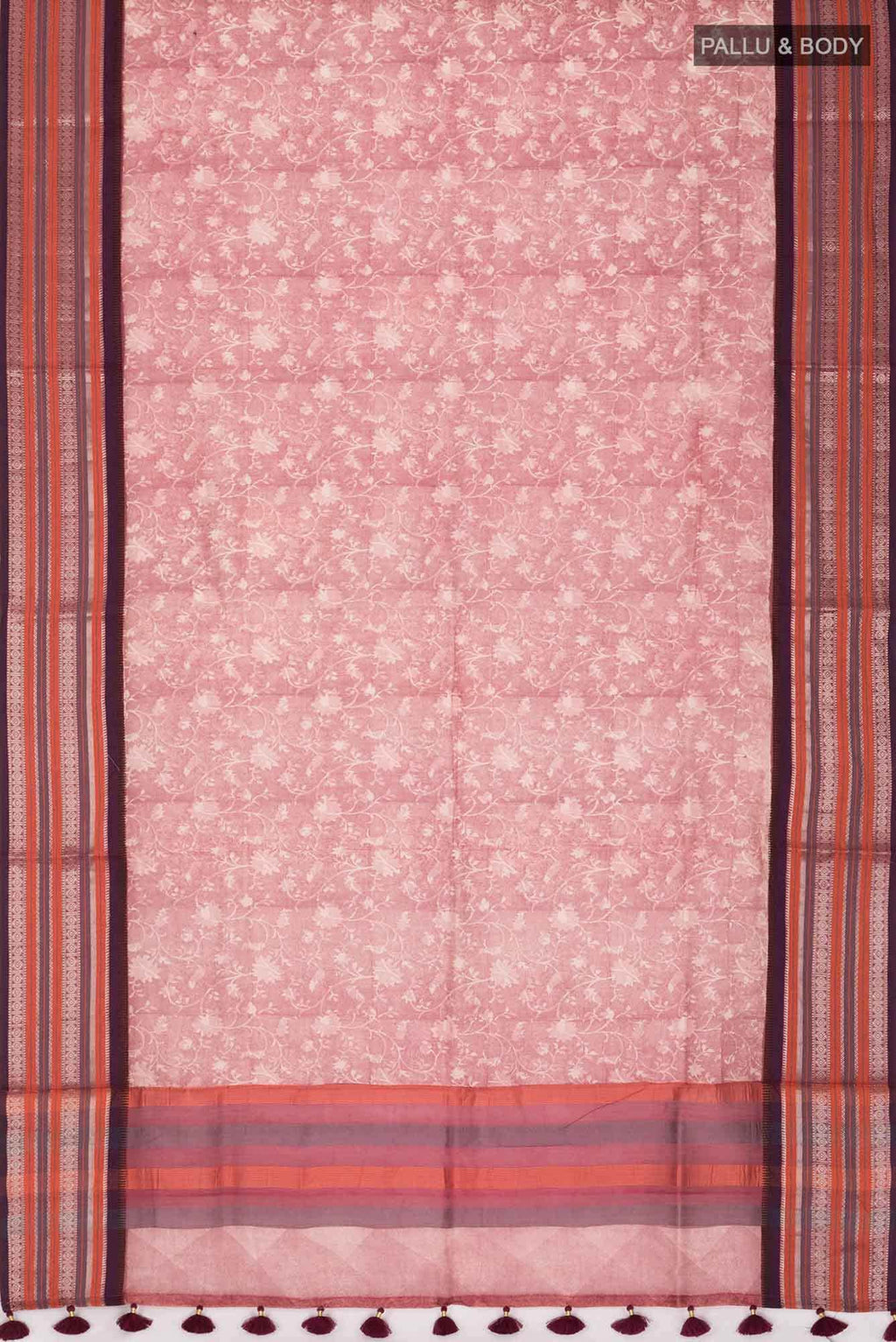 Coral Maheshwari Silk Cotton Saree